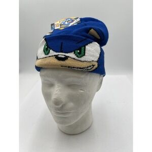Sonic The Hedgehog Roll Down Beanie Hat Mask Blue One Size NWT Sega